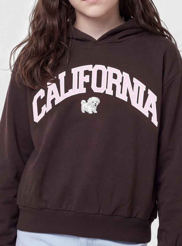 Girls Printed Hooded Sweatshirt