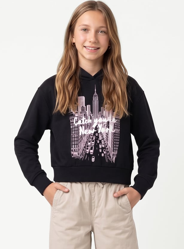 Girls Printed Hoodie