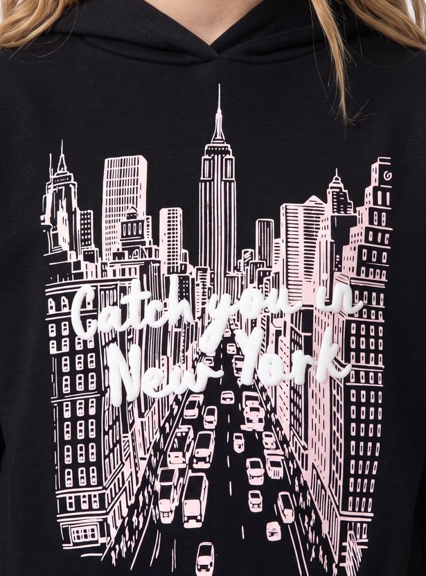 Girls Printed Hoodie