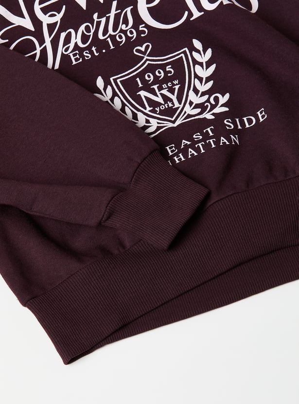 Girls Typography Printed Hoodie