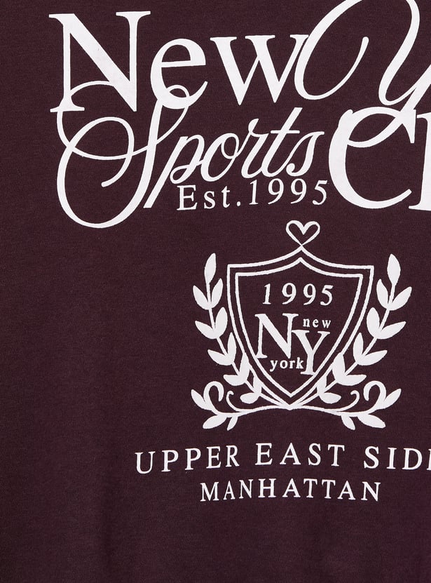 Girls Typography Printed Hoodie