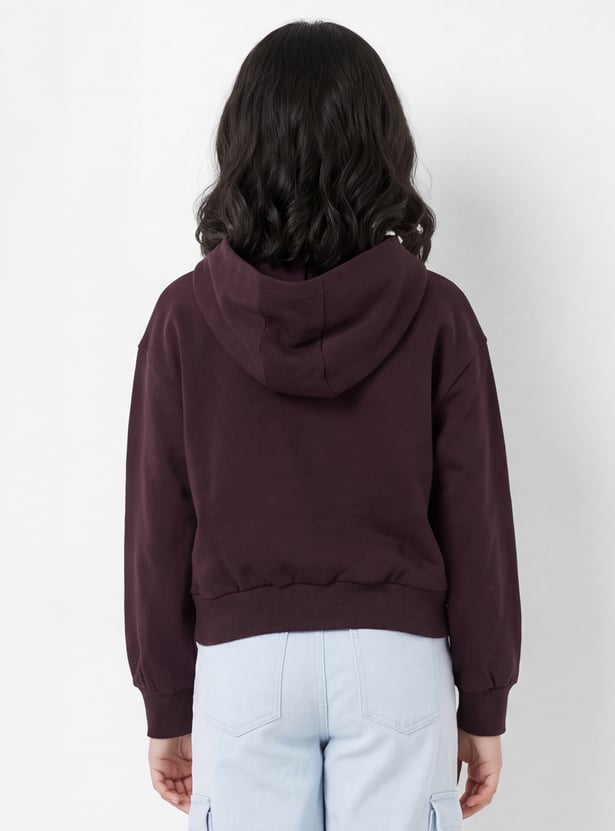 Girls Typography Printed Hoodie