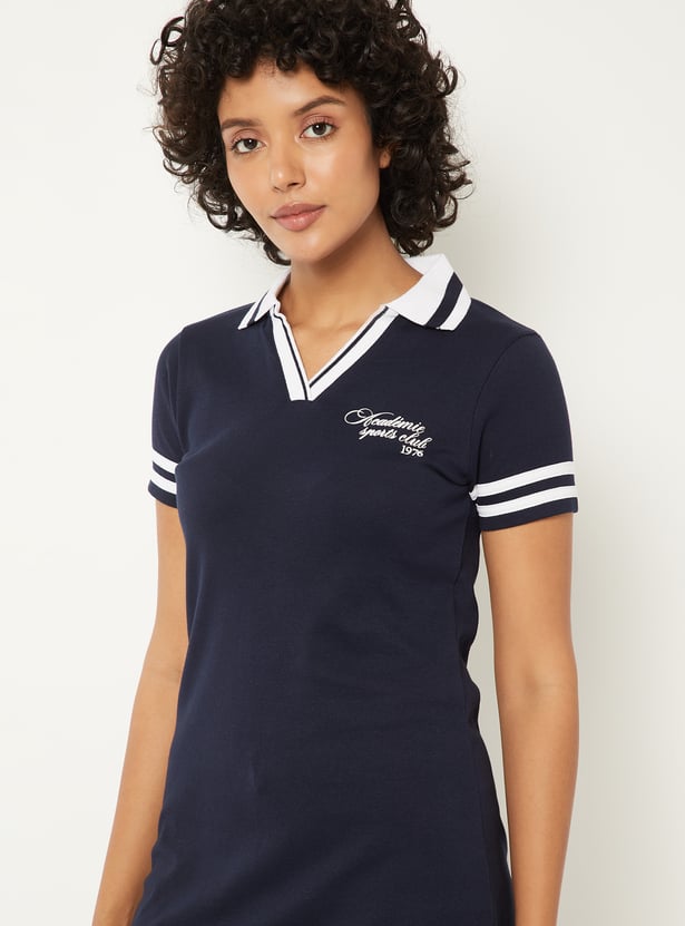 Women Solid Polo T-shirt Dress