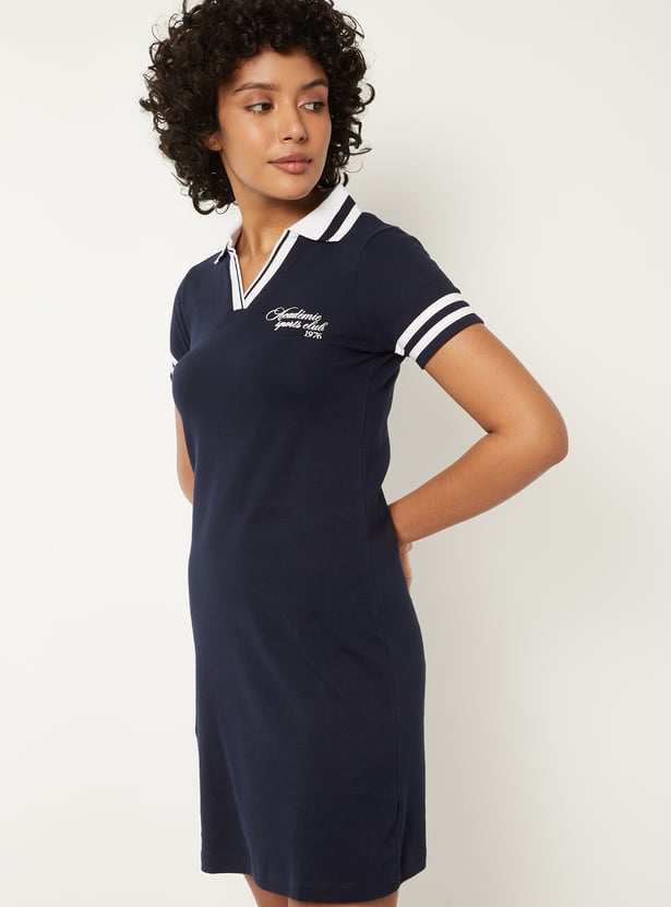Women Solid Polo T-shirt Dress
