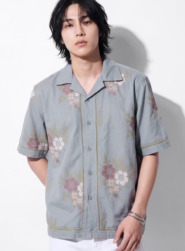 URB_N Men Embroidered Resort Shirt