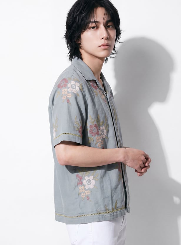 URB_N Men Embroidered Resort Shirt