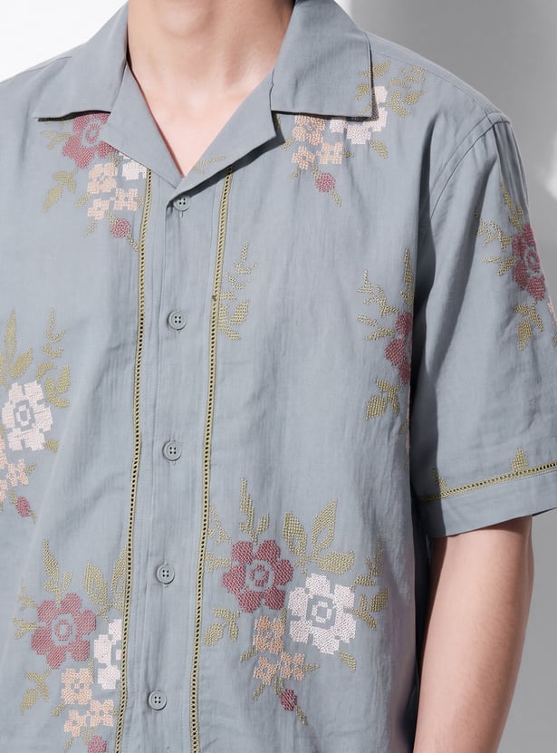 URB_N Men Embroidered Resort Shirt