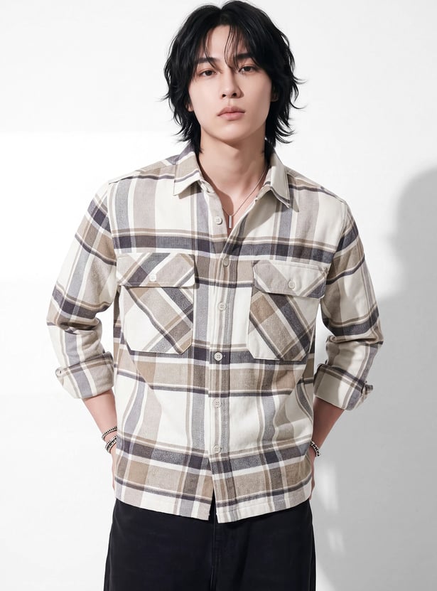 URB_N Men Checked Oversized Shirt