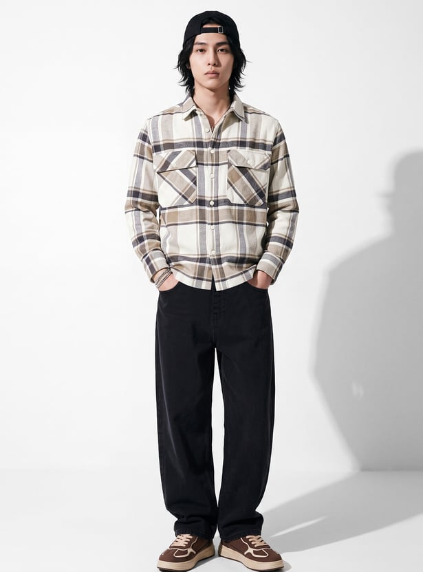 URB_N Men Checked Oversized Shirt