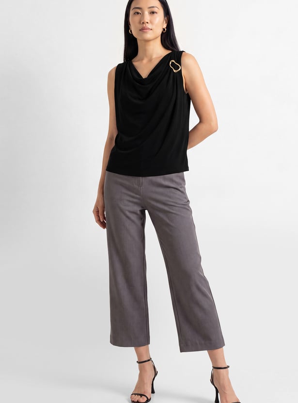 Women Solid Cowl Neck Top