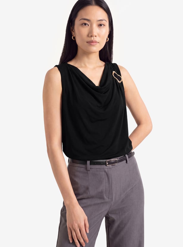 Women Solid Cowl Neck Top