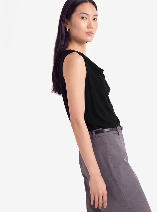 Women Solid Cowl Neck Top