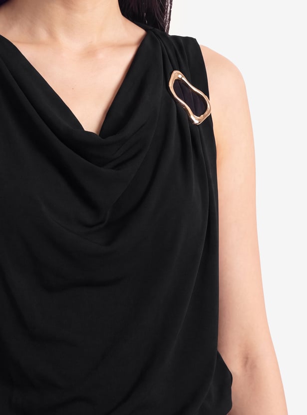 Women Solid Cowl Neck Top