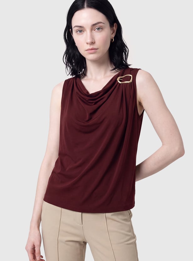 Women Solid Cowl Neck Top