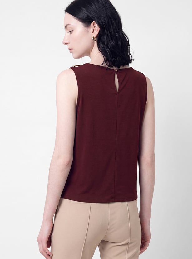 Women Solid Cowl Neck Top