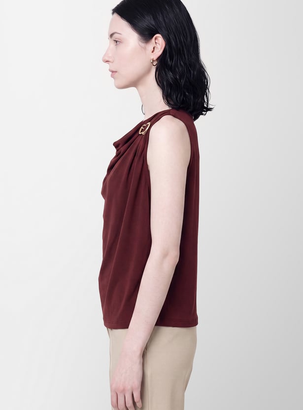 Women Solid Cowl Neck Top