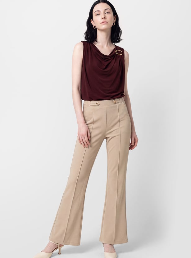 Women Solid Cowl Neck Top