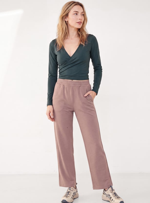 Women Solid Wrap Top