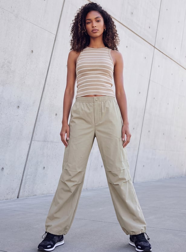 Women Solid Sports Parachute Pants