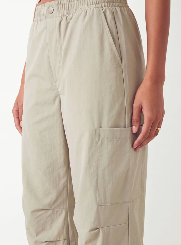 Women Solid Sports Parachute Pants