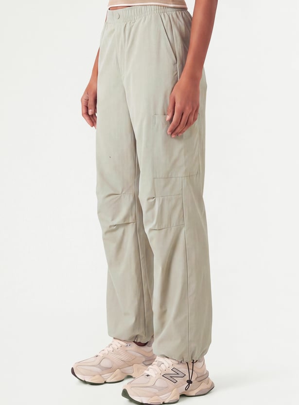 Women Solid Sports Parachute Pants