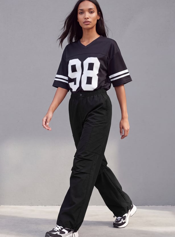 Women Solid Sports Parachute Pants