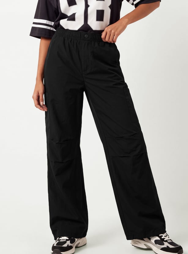 Women Solid Sports Parachute Pants