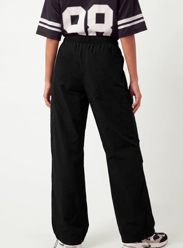 Women Solid Sports Parachute Pants