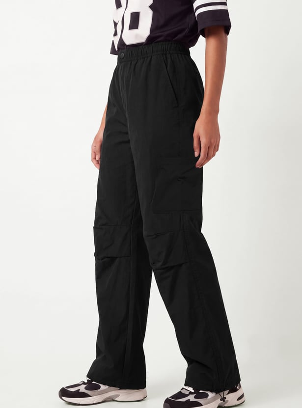 Women Solid Sports Parachute Pants