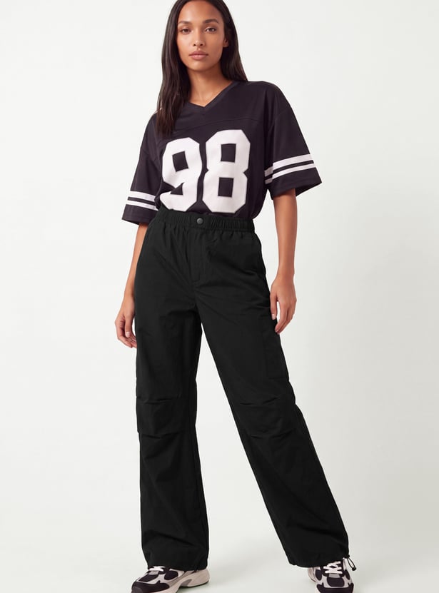 Women Solid Sports Parachute Pants