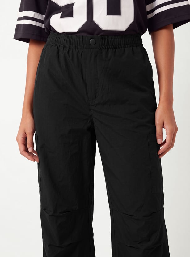 Women Solid Sports Parachute Pants