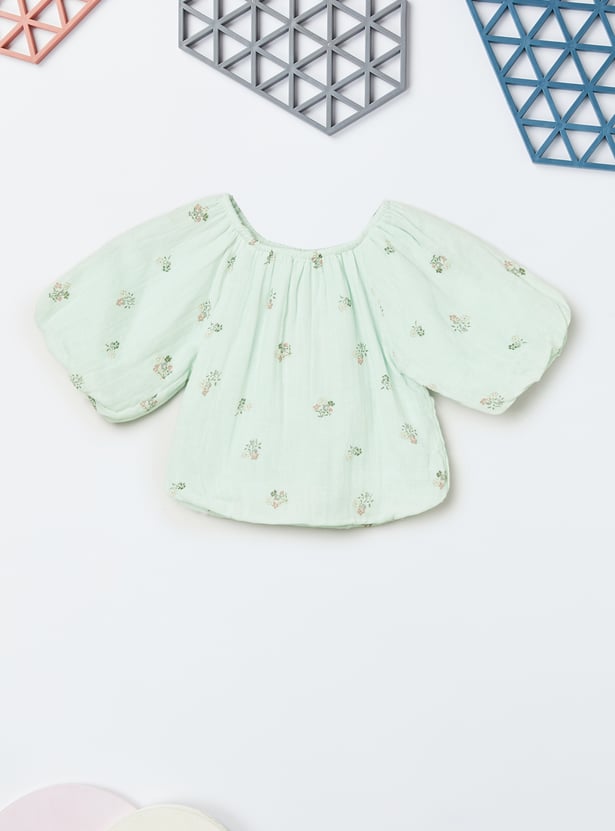 Girls Floral Print Trousers Set