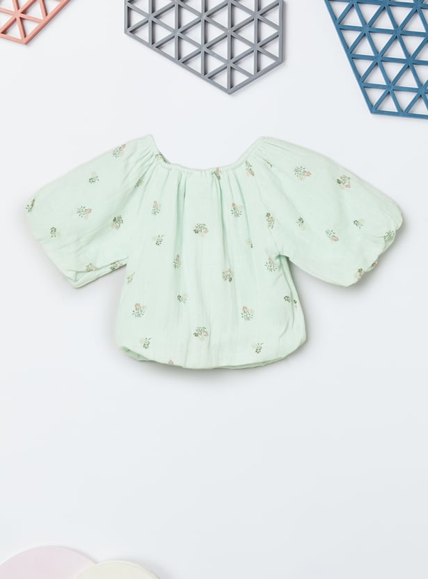 Girls Floral Print Trousers Set