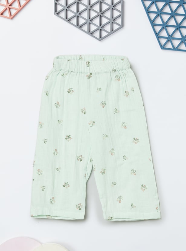 Girls Floral Print Trousers Set