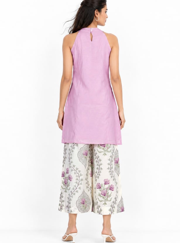 Women Embroidered A-line Kurti and Palazzos