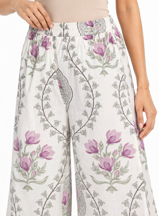 Women Embroidered A-line Kurti and Palazzos