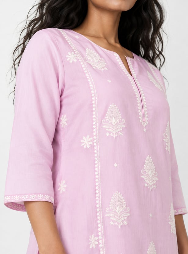Women Embroidered Straight Kurta Set