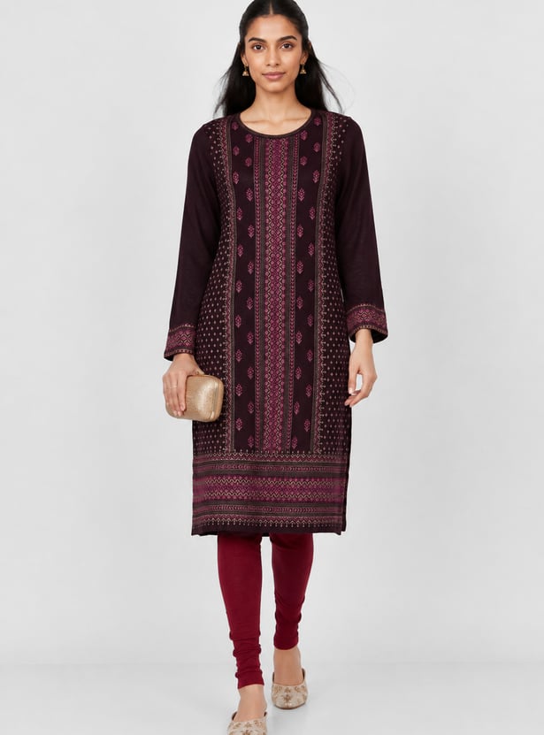 Women Knit Straight Winter Kurta