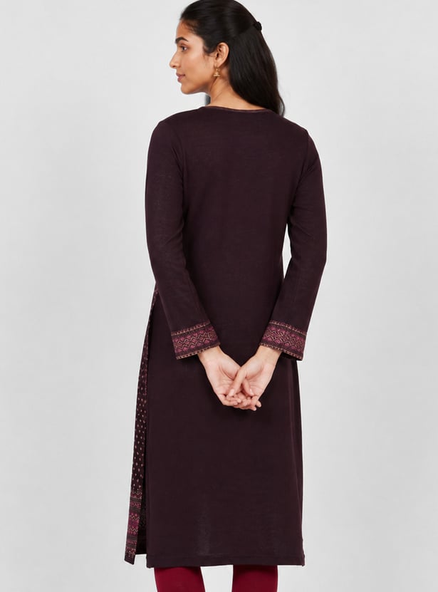 Women Knit Straight Winter Kurta
