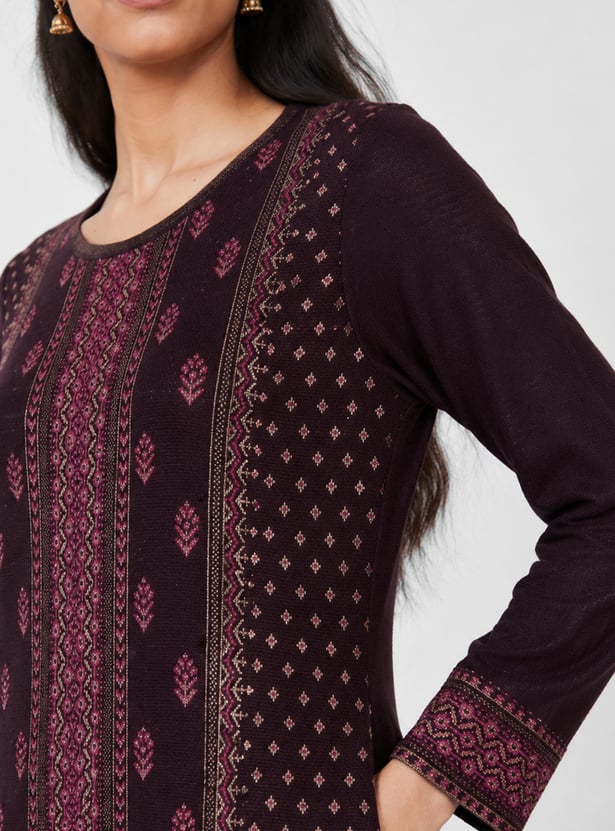 Women Knit Straight Winter Kurta