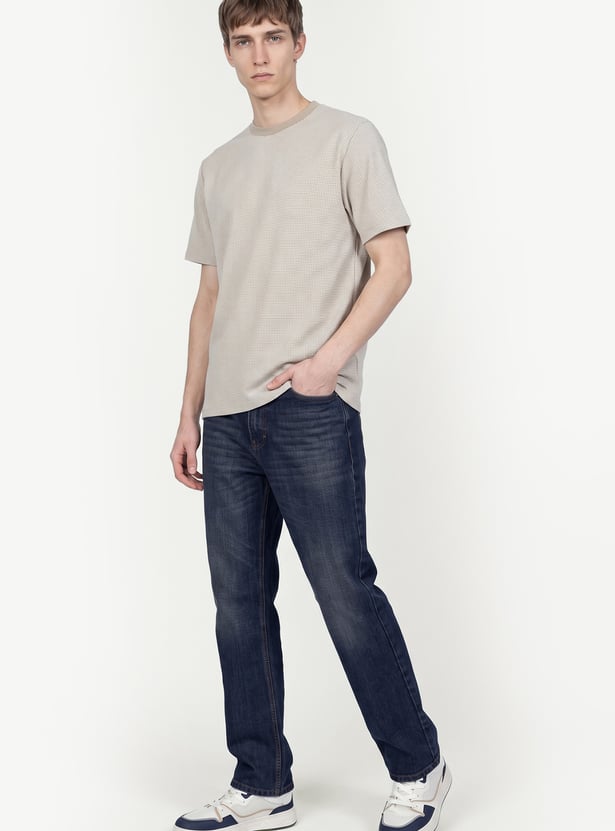 Men Washed Straight Loose-Fit Jeans