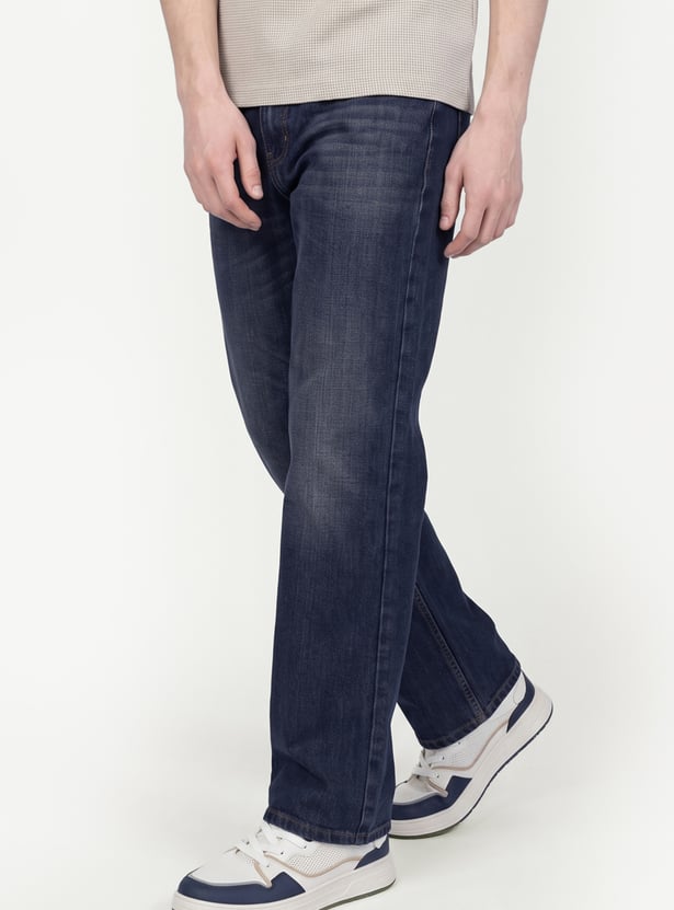 Men Washed Straight Loose-Fit Jeans