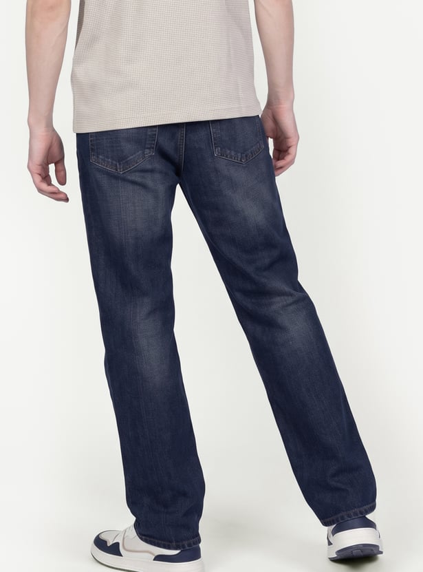 Men Washed Straight Loose-Fit Jeans
