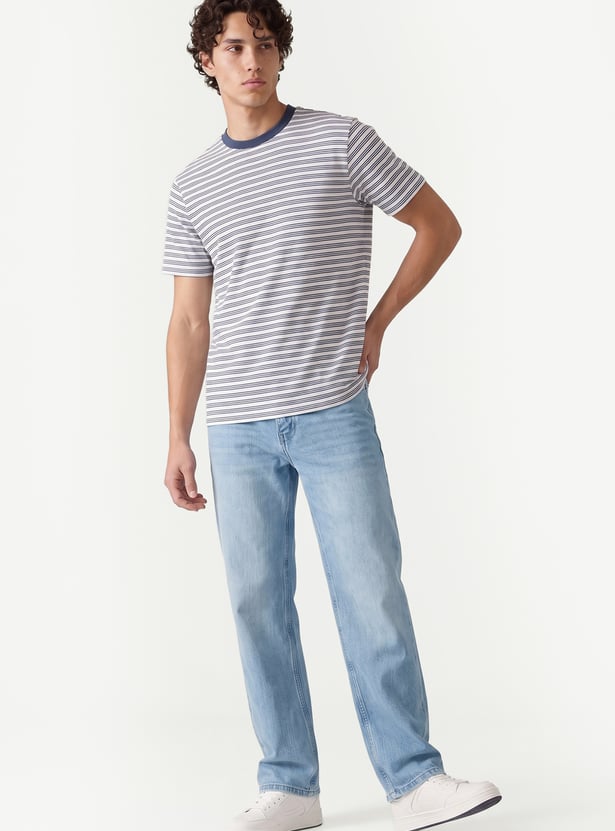 Men Washed Straight Loose-Fit Jeans