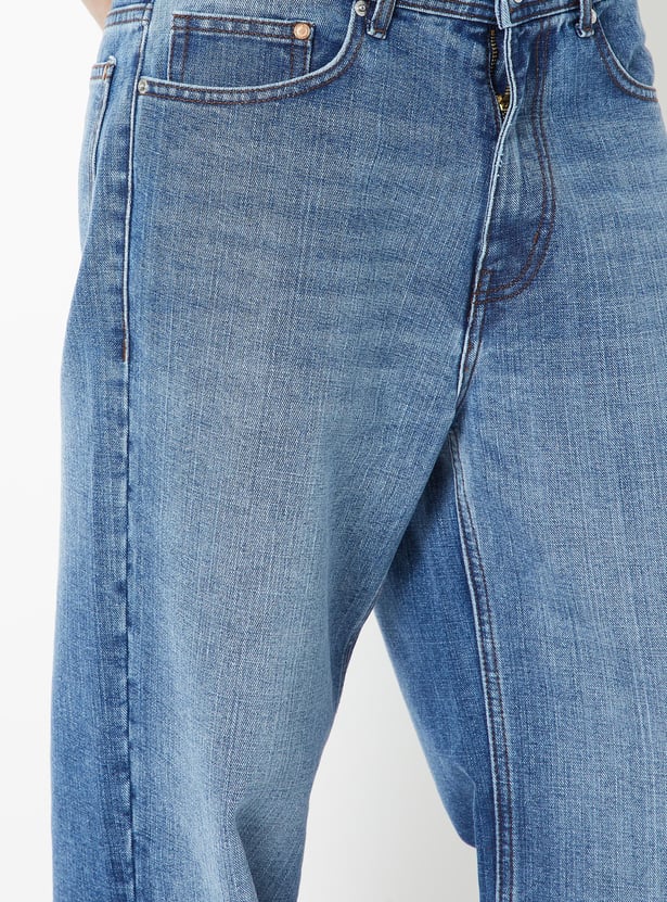 Men Washed Straight Loose-Fit Jeans