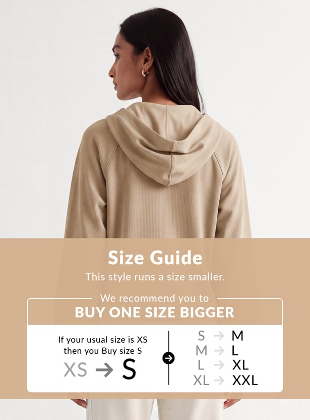 Women Raglan Sleeves Hooded Jacket