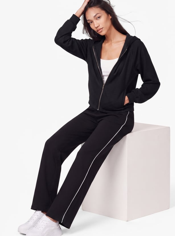 Women Raglan Sleeves Hooded Jacket