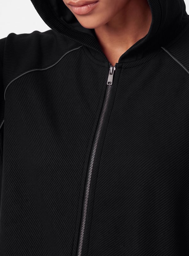 Women Raglan Sleeves Hooded Jacket