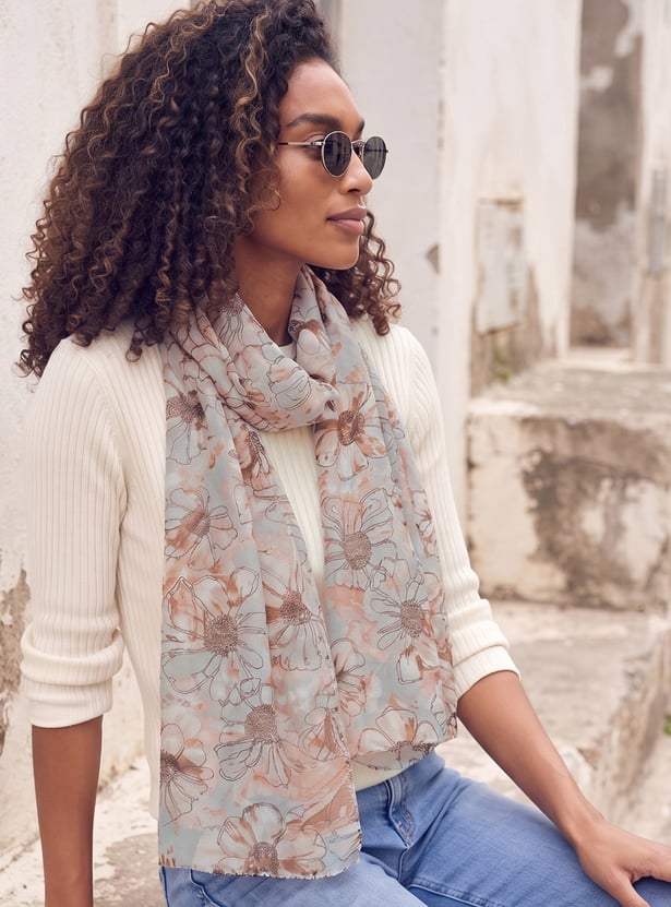 Women Floral Print Scarf