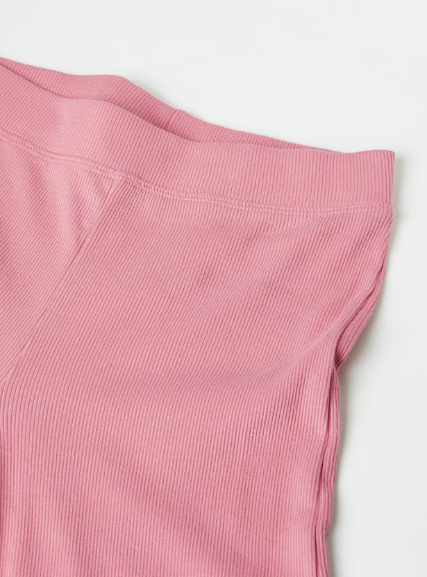 Girls Ribbed Flared Leggings